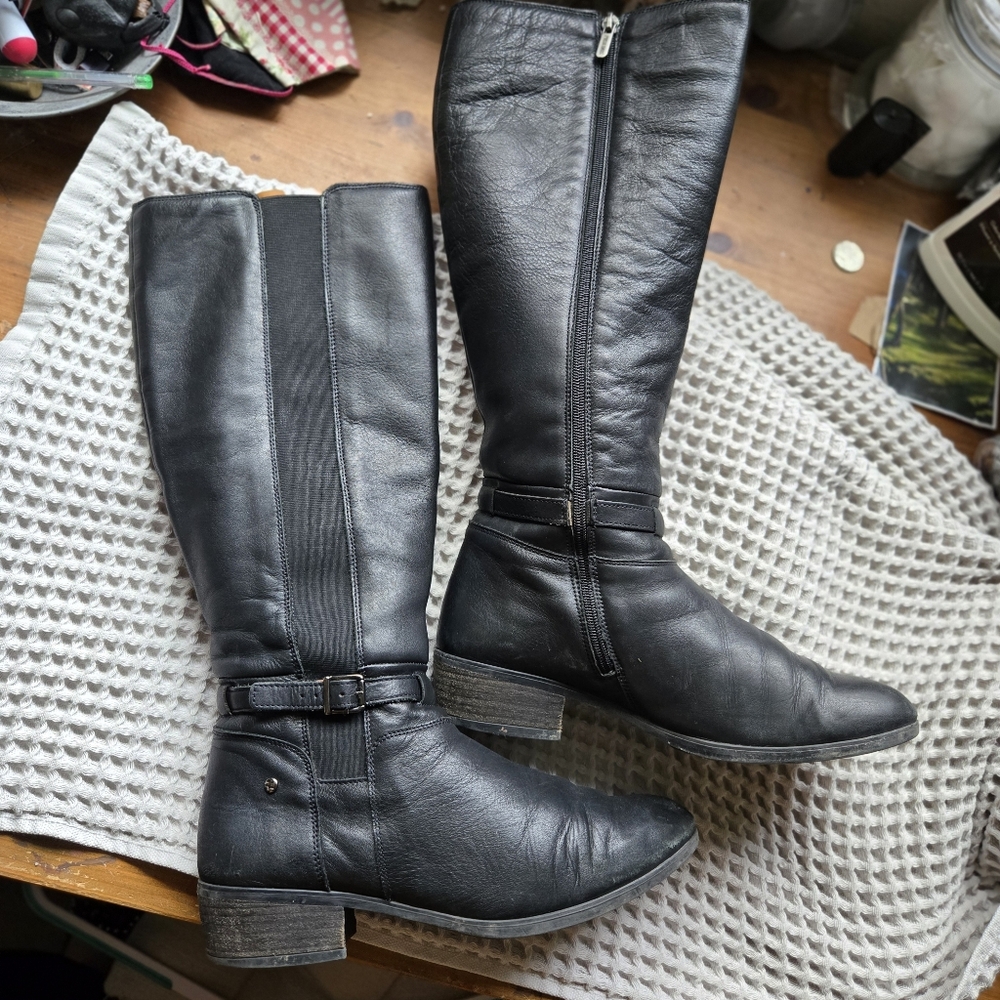 PIKOLINOS Daroca Black Leather Knee High Boots, Black, Size 10 M (EU 41)